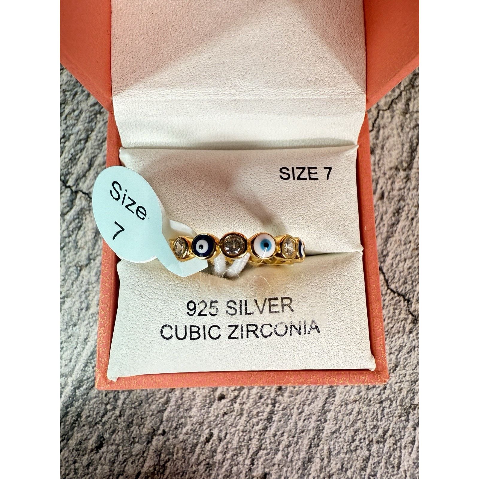 Rachel Zoe BOX Rachel Zoe 925 Silver Vermeil CZ Evil Eye Ring-7 Size ONE SIZE - 2 Thumbnail