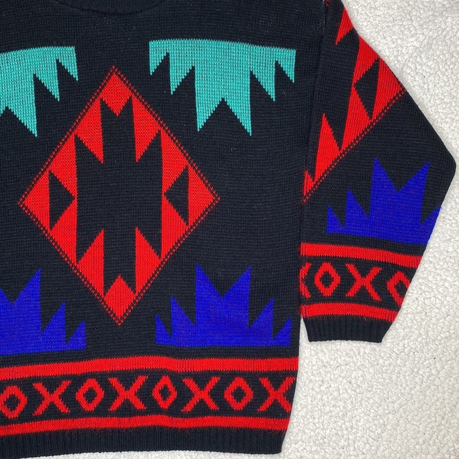 Vintage Vintage Spring Season Geometric Sweater red black Aztec Size US S / EU 44-46 / 1 - 9 Thumbnail
