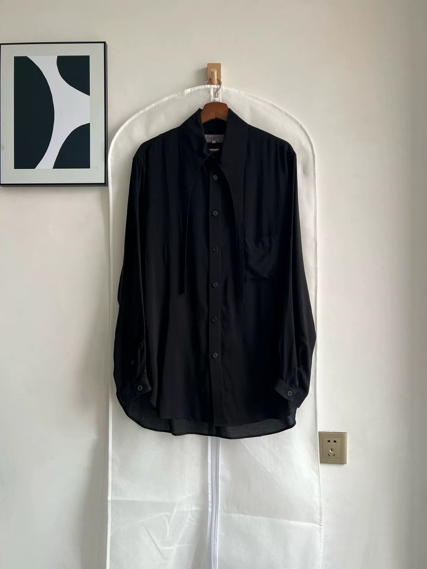 Yohji Yamamoto Yohji Yamamoto Black Tencel Shirt Size US M / EU 48-50 / 2 - 1 Thumbnail