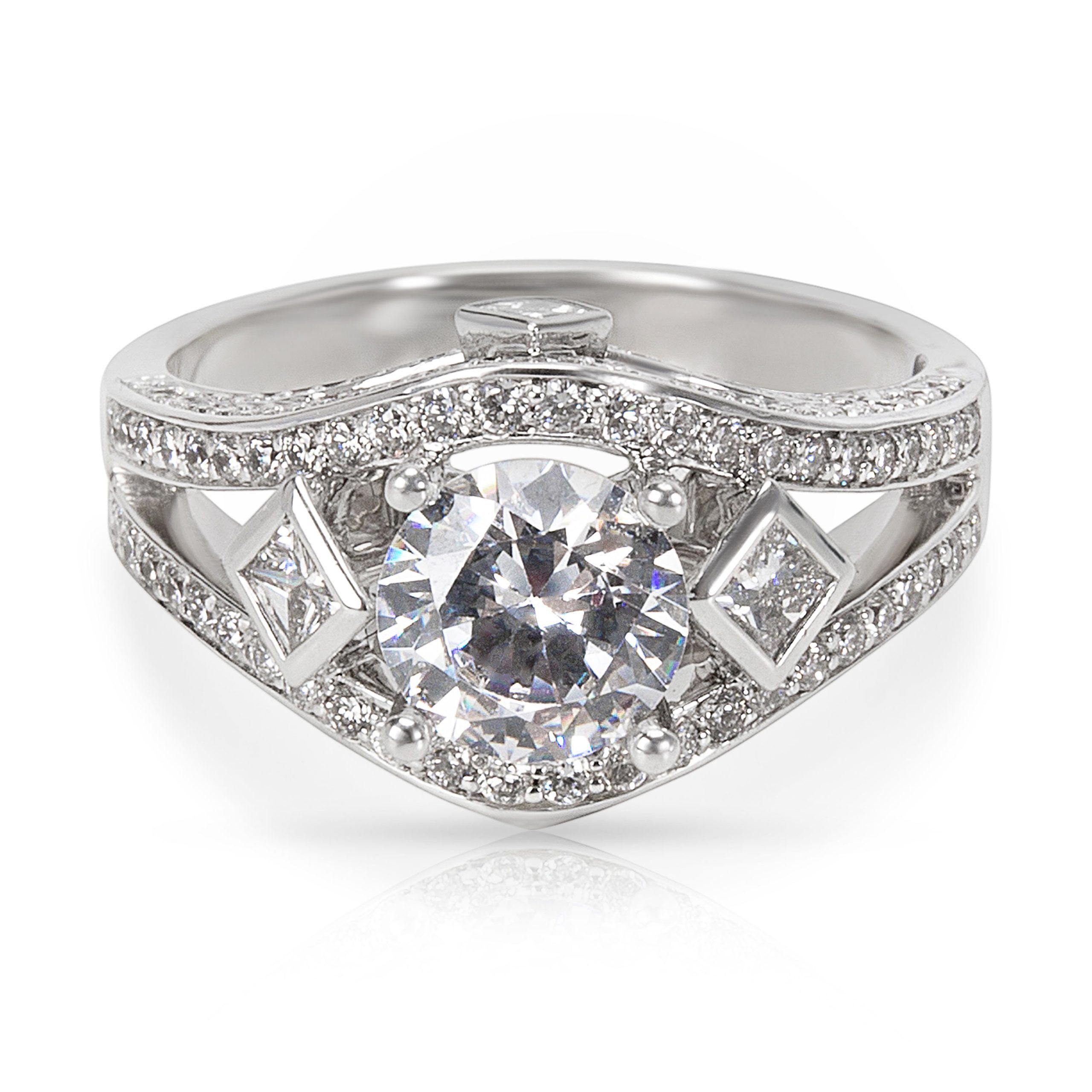 image of Tiffany Co Peter Storm Diamond Engagement Ring Setting In 18Kt White Gold 0.28Ctw, Women's