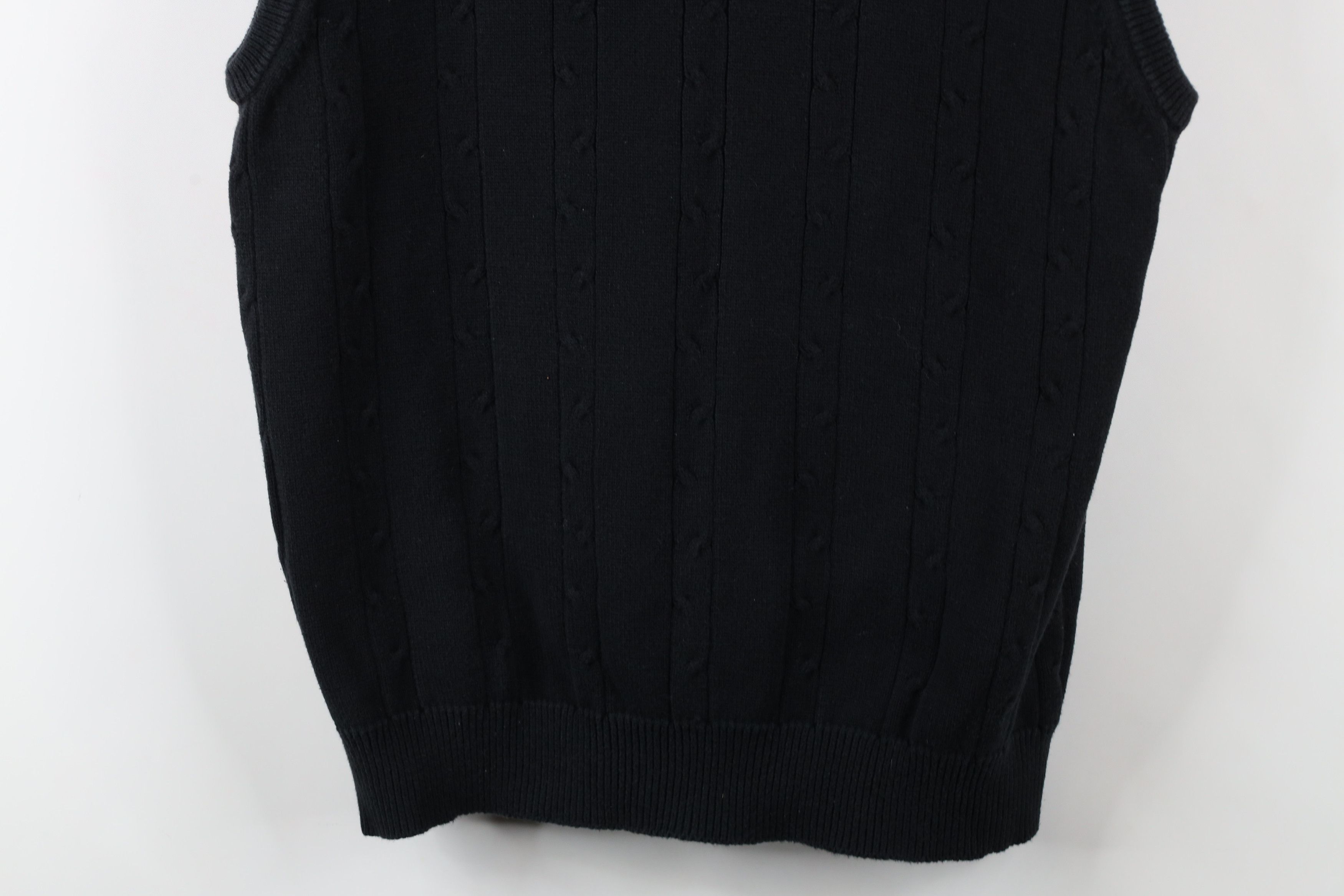 Vintage Vintage 90s Streetwear Cotton Cable Knit Sweater Vest Black Size US L / EU 52-54 / 3 - 3 Thumbnail