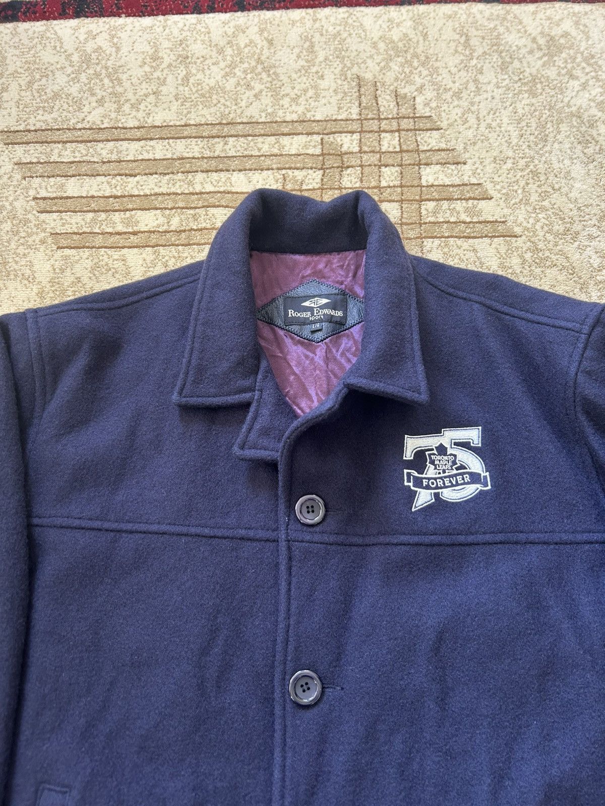 Vintage Roger Edwards Toronto Maple Leafs Wool Suede Car Coat Size US L / EU 52-54 / 3 - 4 Thumbnail