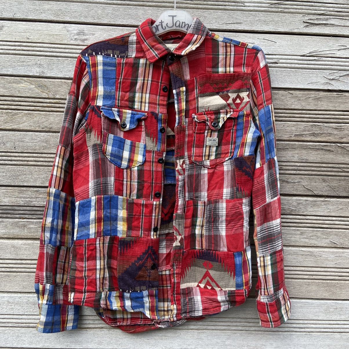 Denim & Supply Ralph Lauren × Polo Ralph Lauren × Ralph Lauren Rare 🔥 Polo Ralph Lauren Checker Patchwork Shirt Size US XS / EU 42 / 0 - 1 Thumbnail