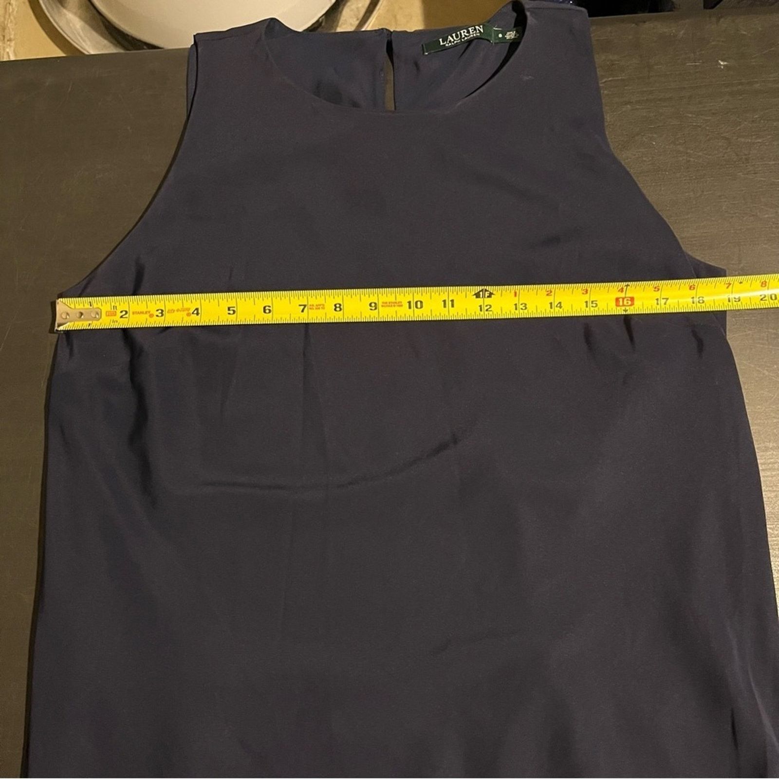 Lauren Ralph Lauren Ralph Lauren Navy Crepe Pleated Hem Sleeveless A-line Size 8 Size M / US 6-8 / IT 42-44 - 7 Thumbnail