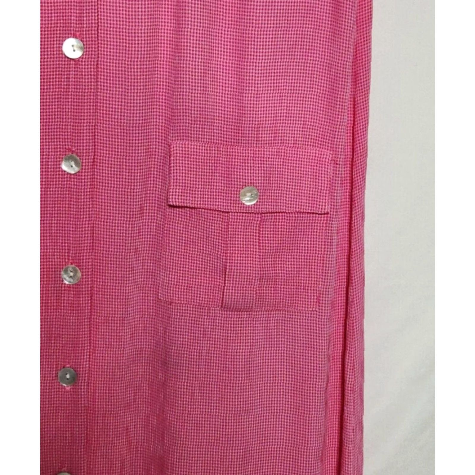 Talbots Talbots Womens Dress Button Front Maxi Gingham Short Sleeve Shoulder Pads Pink 8 Size 30" / US 8 / IT 44 - 4 Thumbnail