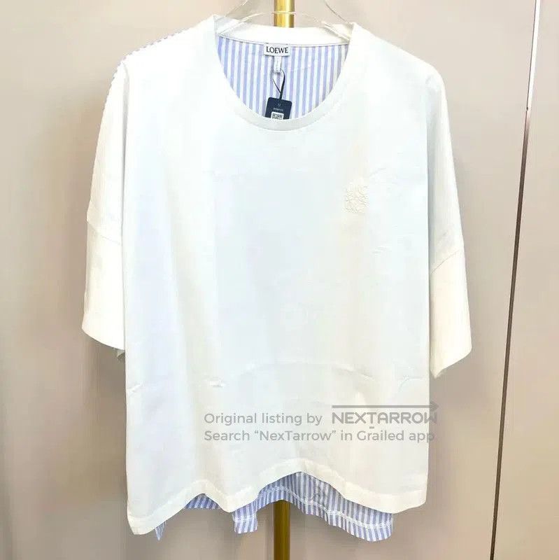 Loewe Loewe Women's White T-Shirt with Striped Detail . Size S / US 4 / IT 40 - 1 Thumbnail