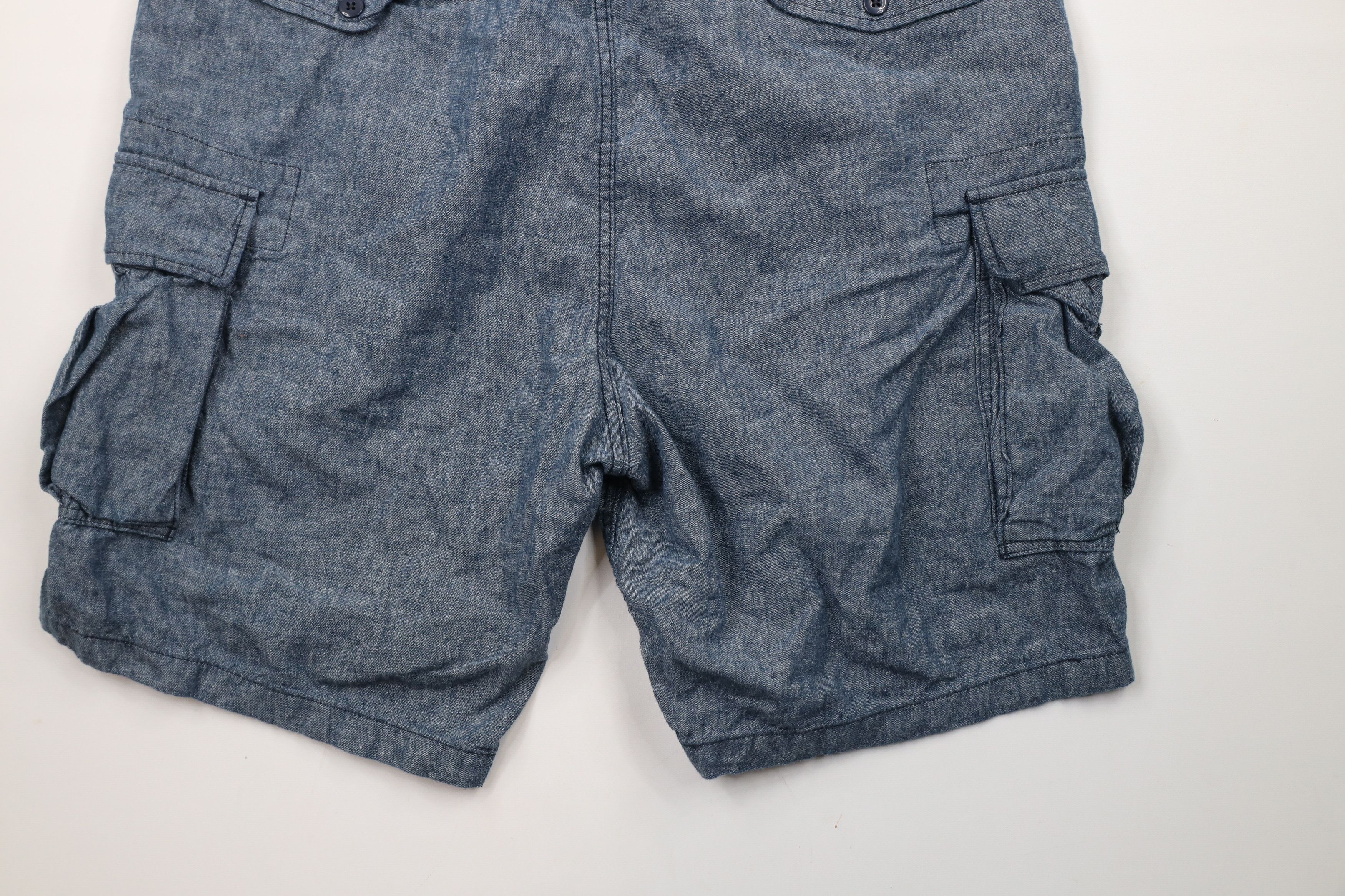 Levi's × Vintage Vintage Y2K Levis Baggy Fit Linen Blend Cargo Shorts Blue Size US 40 / EU 56 - 12 Thumbnail