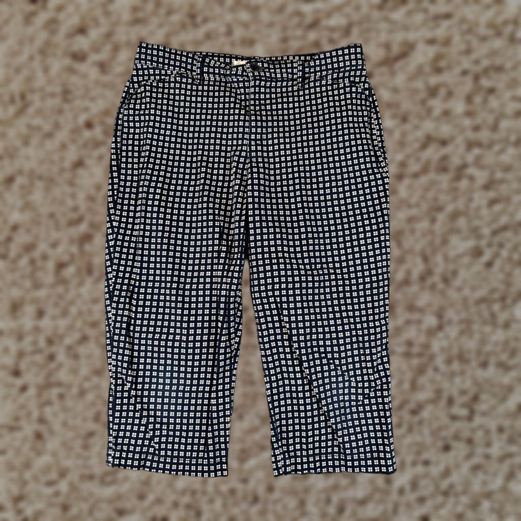 Gloria Vanderbilt Gloria Vanderbilt Pants Women's Capri 8 Blue White Aztec Knit Mid Rise 30x18 Size 30" / US 8 / IT 44 - 1 Thumbnail