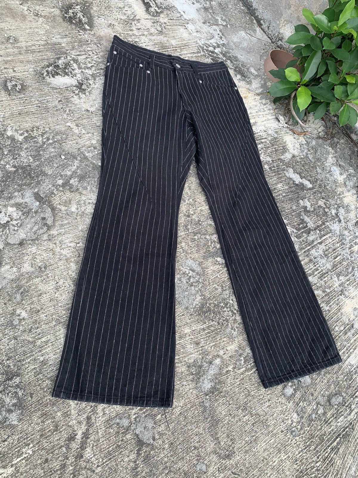If Six Was Nine × Le Grande Bleu (L.G.B.) × Tornado Mart Flare Asm atelier sab men stripe bootcut jeans Size US 30 / EU 46 - 4 Thumbnail