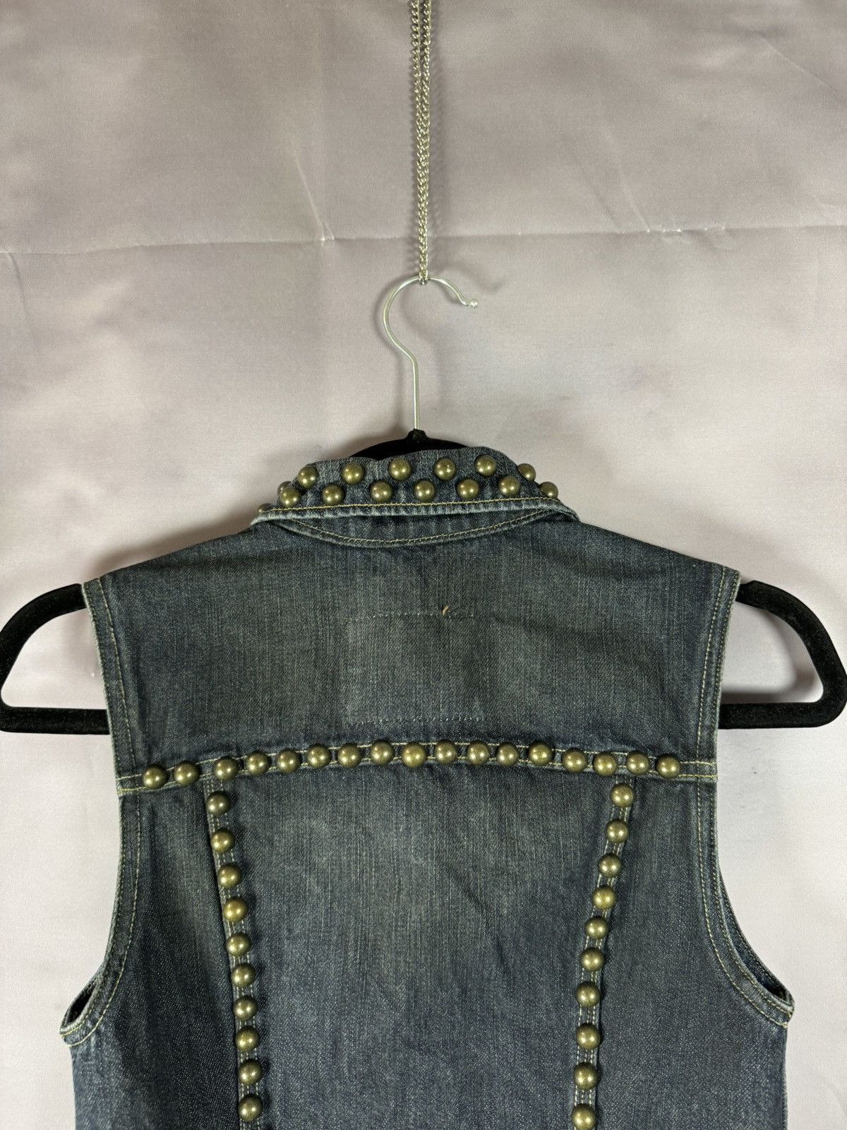 Allsaints × Vintage AllSaints Spitalfields Biker Studded Denim Vests Gilet S sz Size S / US 4 / IT 40 - 11 Thumbnail