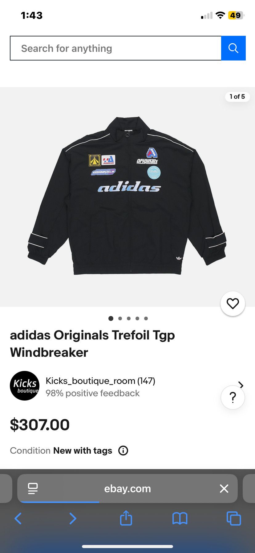 Adidas ADIDAS ORIGNALS TREFOIL TGP WINDBRAKER (AUTHENTIC) HA4748 Size US XL / EU 56 / 4 - 13 Thumbnail