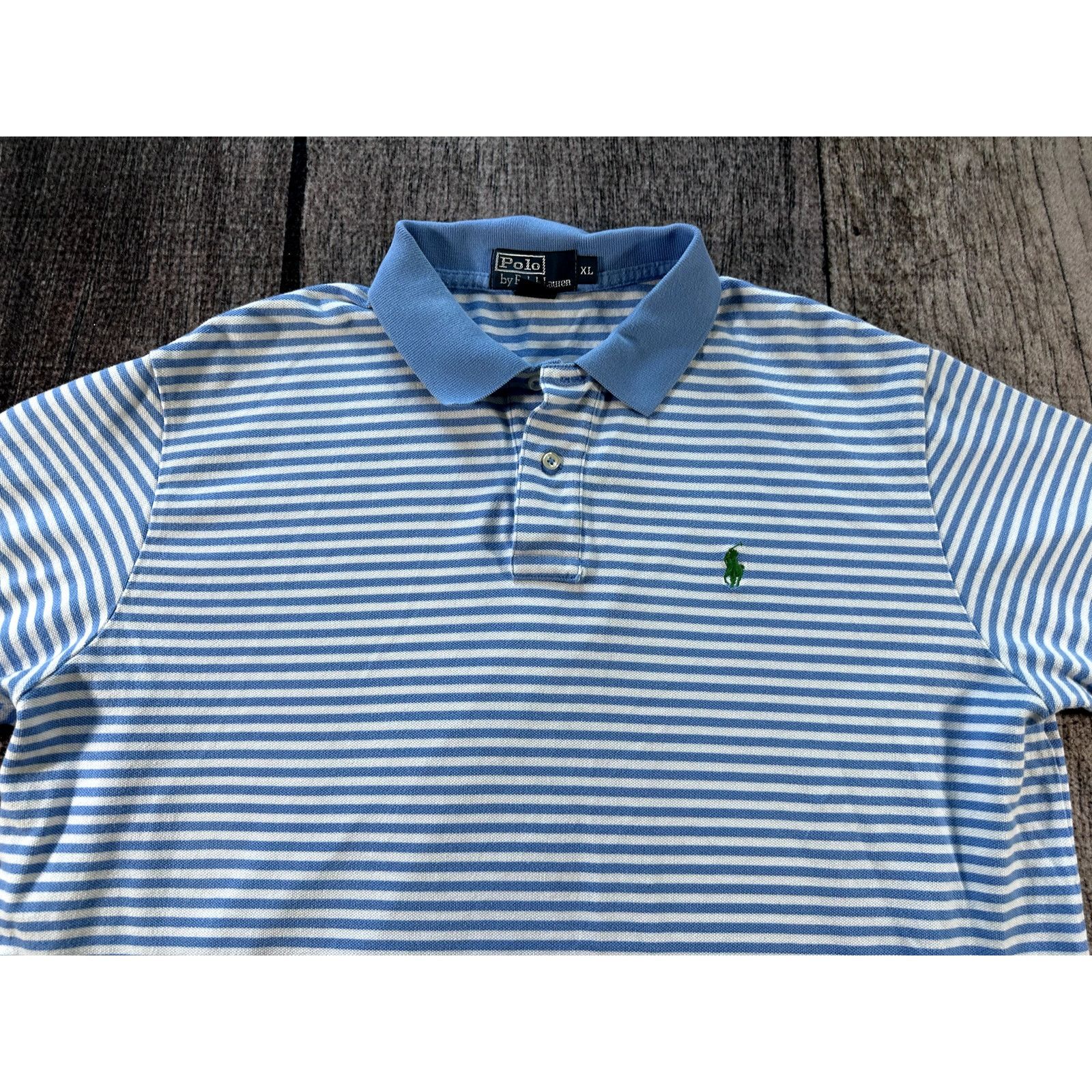 Polo Ralph Lauren Polo Ralph Lauren Blue Wht Striped Classic Fit Polo Shirt XL Size US XL / EU 56 / 4 - 2 Thumbnail