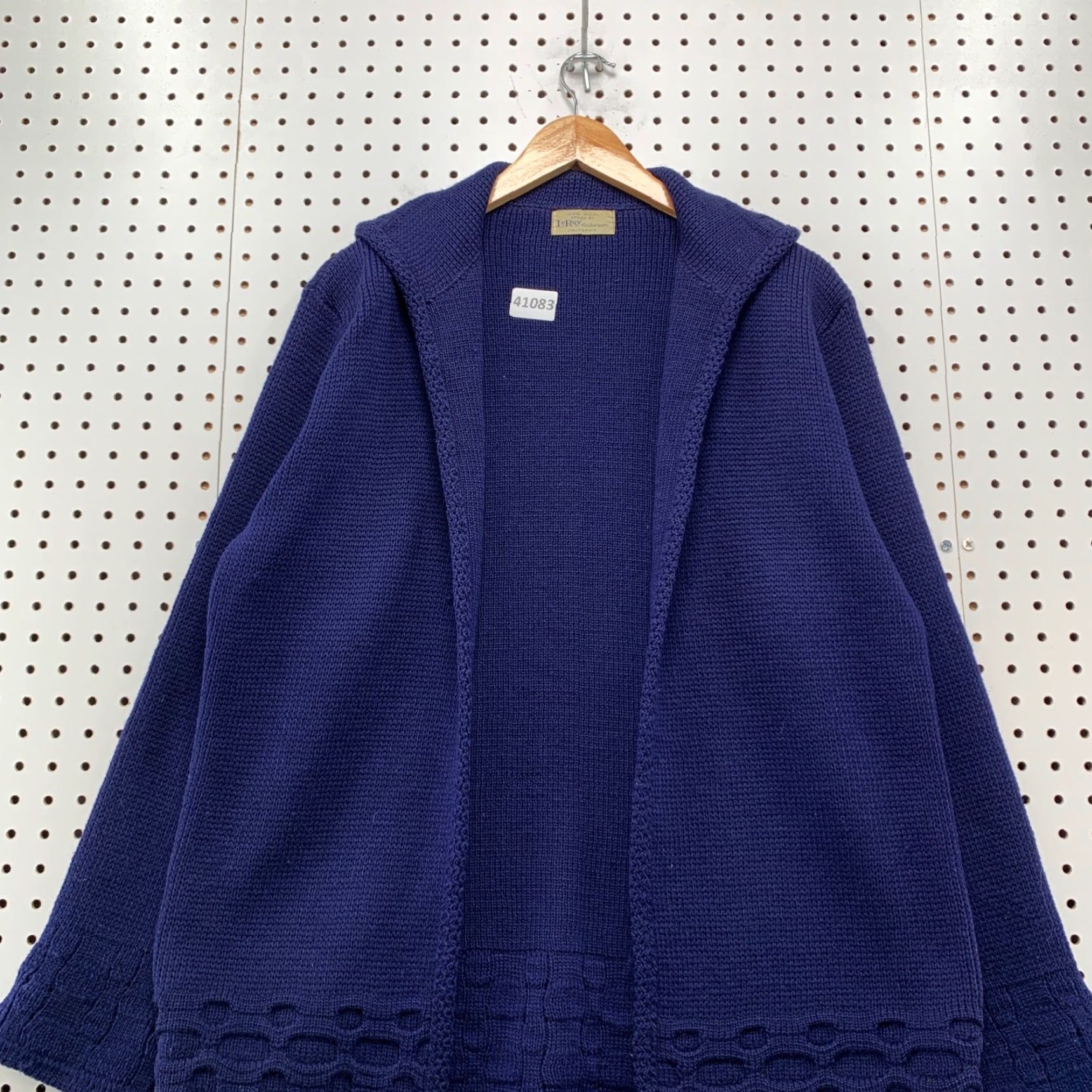 Vintage VINTAGE Le Roy Cardigan Sweater Womens Large Blue 100% Wool Chunky-Knit Long Sleeve Open Size L / US 10 / IT 46 - 2 Thumbnail