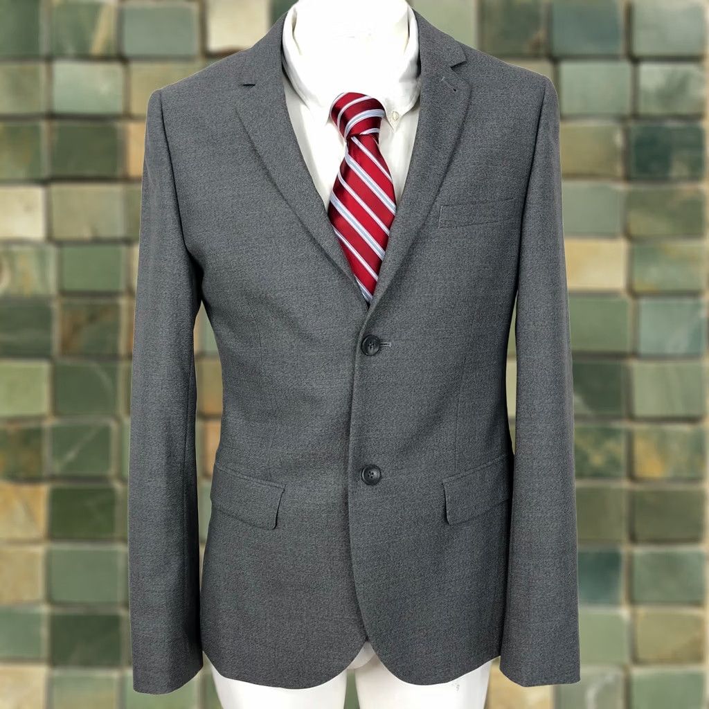Topman Topman US 38 Men’s Wool Blend Two-Button Blazer Sport Coat Jacket Light Gray Size 38R - 1 Thumbnail