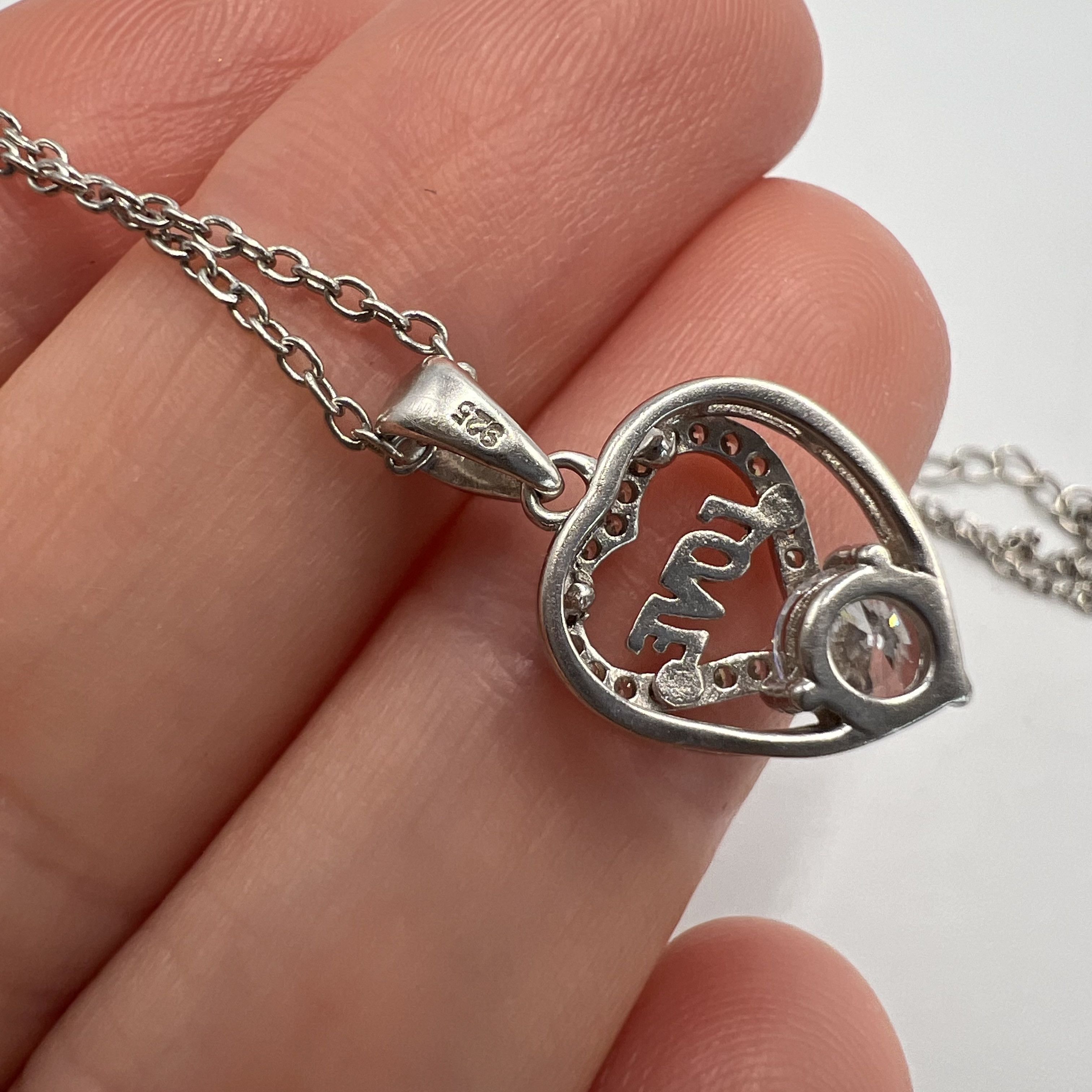Vintage Vintage Pendant Chain Sterling Silver 925 Heart 3.25g Size ONE SIZE - 4 Thumbnail