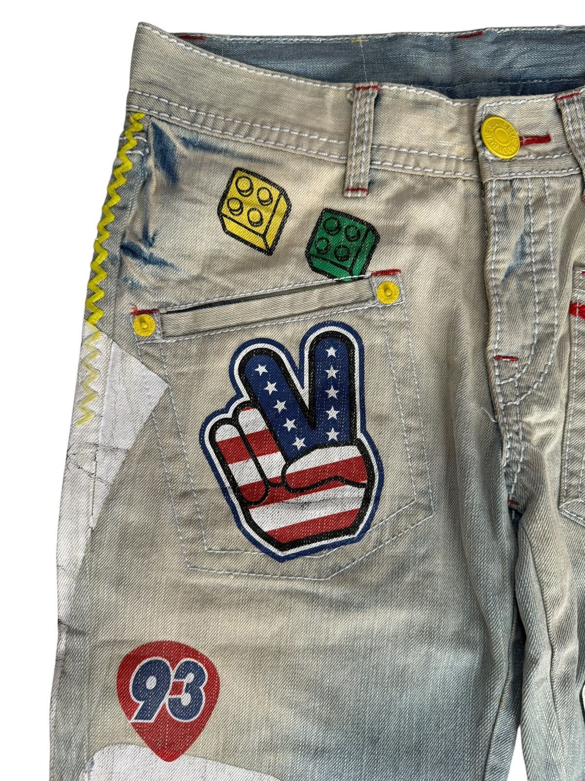 Japanese Brand Y2K Blue Moon Blue Denim Jeans Design Art Hippie Style Size US 28 / EU 44 - 7 Thumbnail