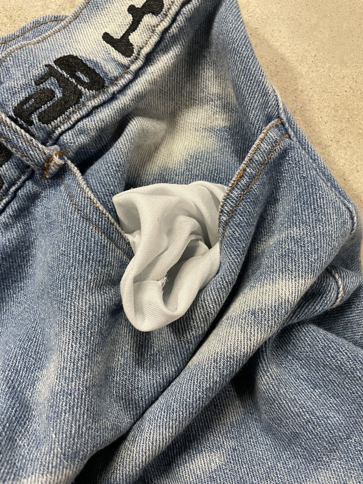 Other × Vintage Vintage Washed Denim Jeans - Red Patches Size US 35 - 4 Thumbnail