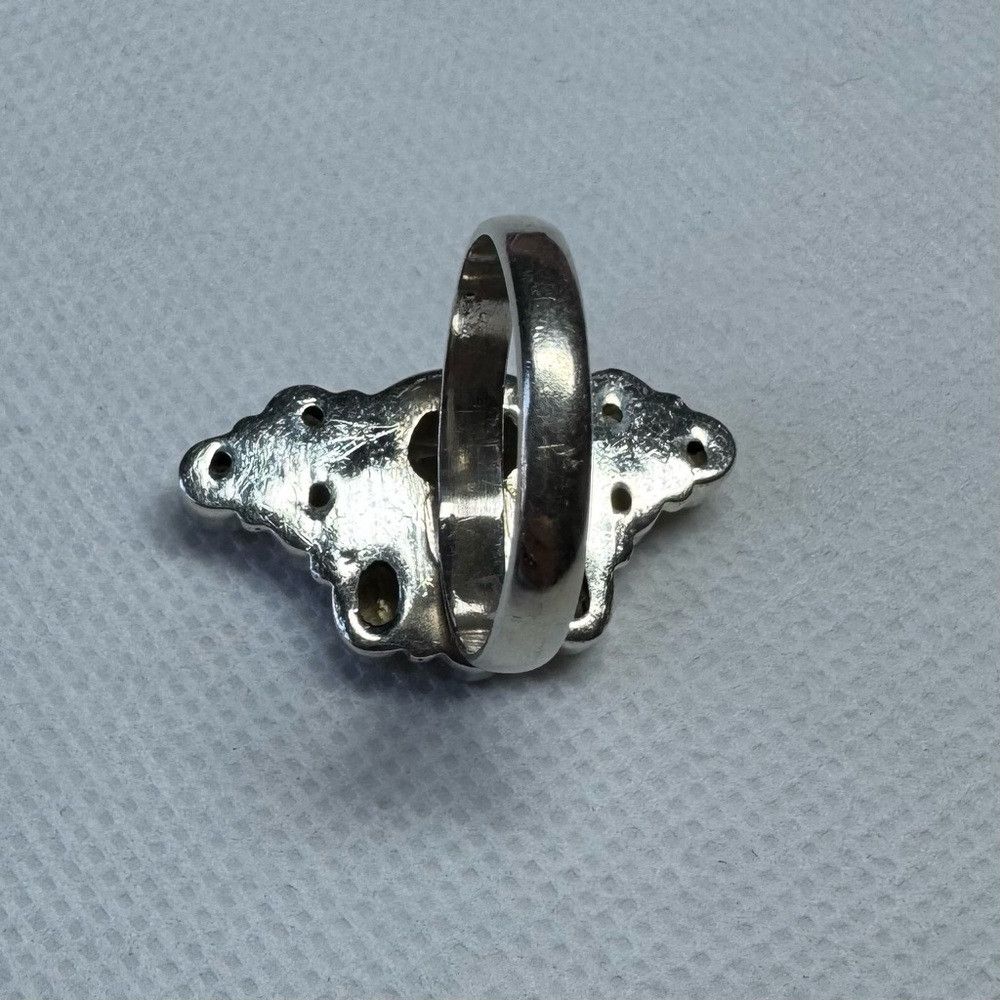 Other VIntage Art Deco Artisan Sterling Silver Ring with Brown St Size ONE SIZE - 5 Thumbnail
