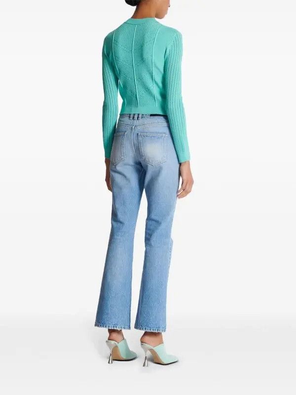 Balmain o1s1wg110725 Embossed Buttons Cardigan in Teal Blue Size S / US 4 / IT 40 - 4 Thumbnail