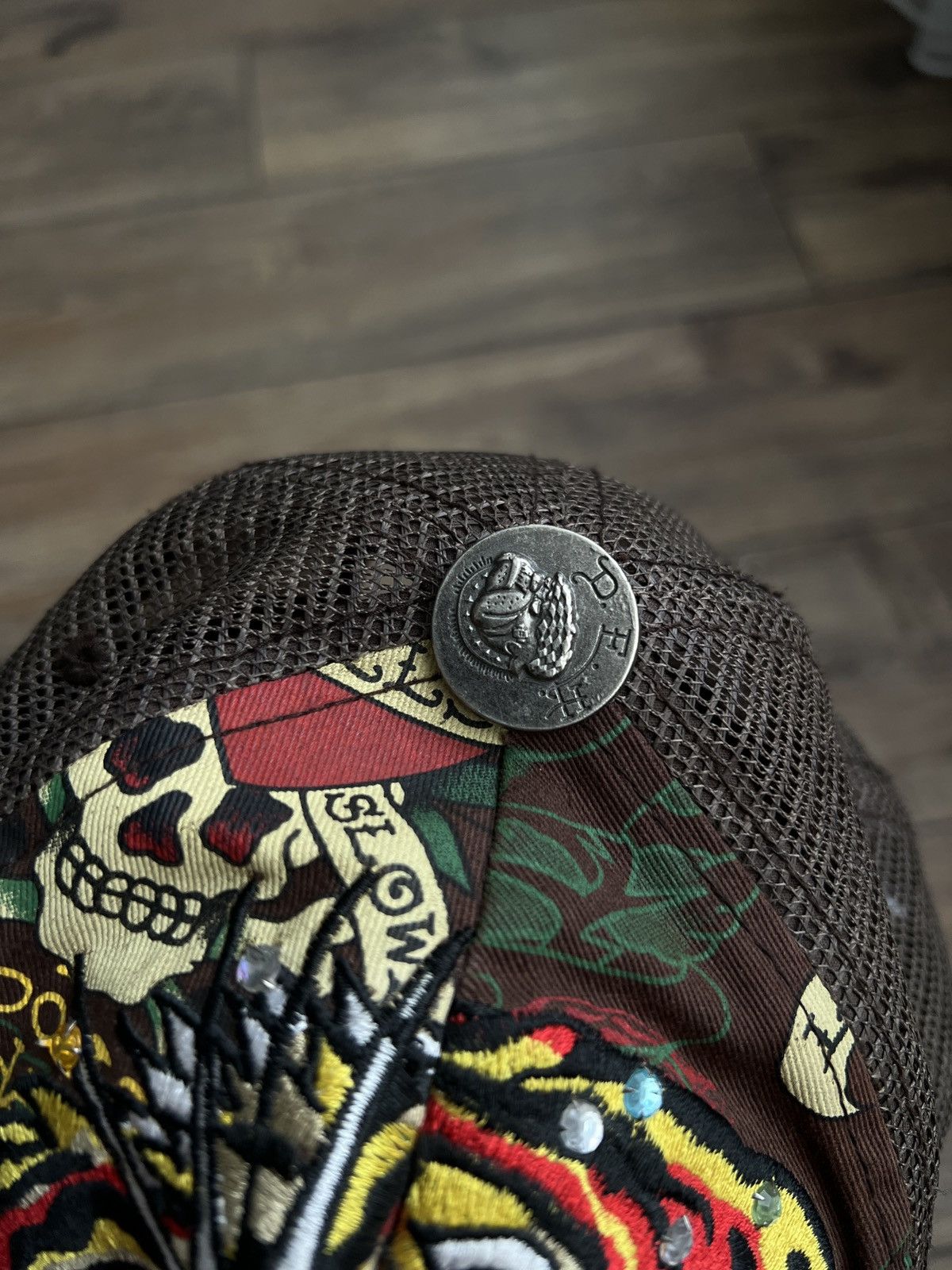 Christian Audigier × Ed Hardy × Vintage Ed Hardy cap vintage brown hat Y2K Christian Audigier Size ONE SIZE - 3 Thumbnail