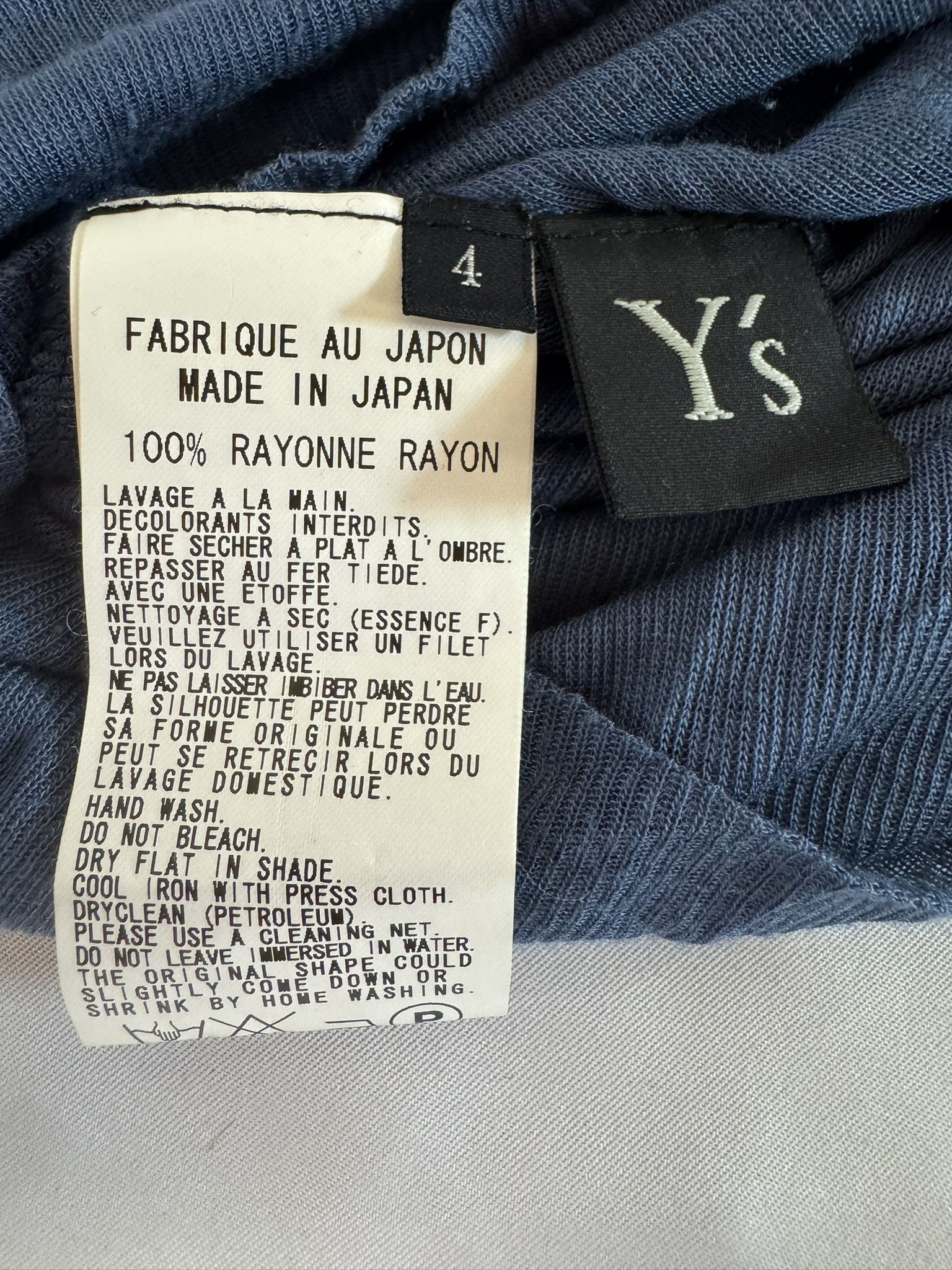Y's Y's by Yohji Yamamoto Steel Blue Asymmetric Rayon Top Size S / US 4 / IT 40 - 2 Thumbnail