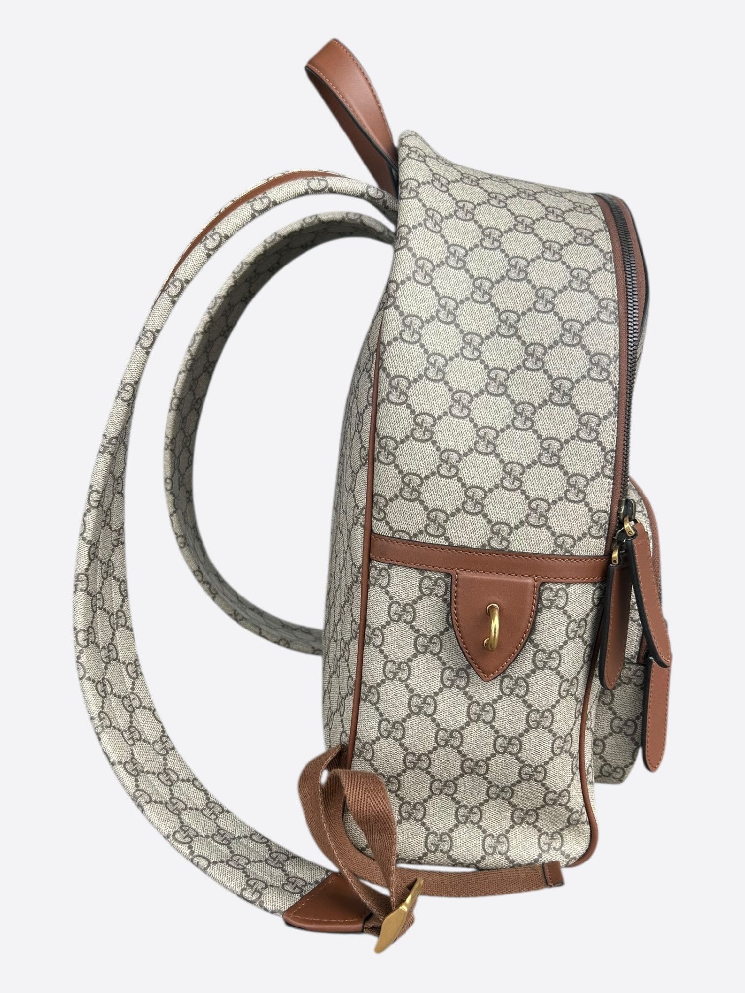 Gucci Gucci Beige & Brown GG Monogram Emblem Backpack Size ONE SIZE - 2 Thumbnail
