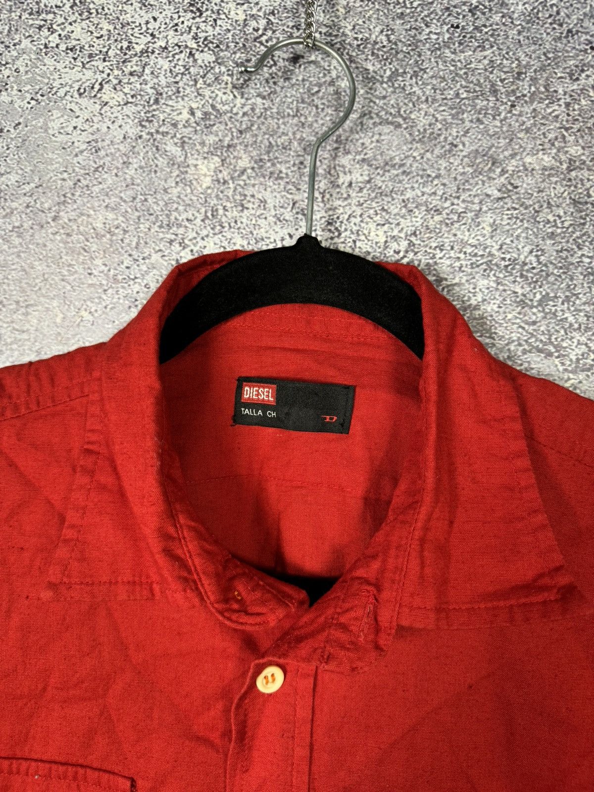 Diesel × Vintage Vintage Diesel Linen Shirt Sleeve Red Shirt y2k Small Size US S / EU 44-46 / 1 - 6 Thumbnail