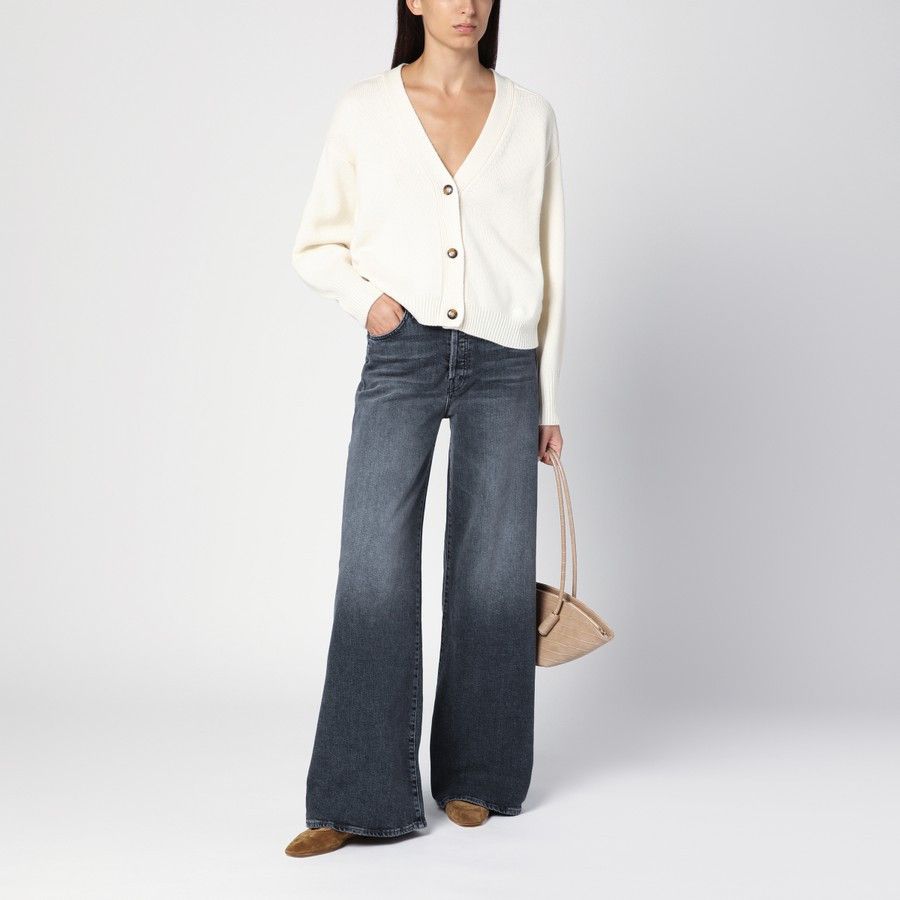 Loulou de Saison o1d2blof0824 Wool Cashmere Zanzibar Cardigan in White Size L / US 10 / IT 46 - 2 Thumbnail