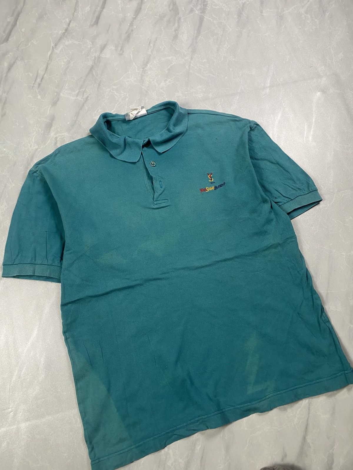 Yves Saint Laurent Vintage 90s YSL Sunfaded Polos Tee Size US M / EU 48-50 / 2 - 2 Thumbnail