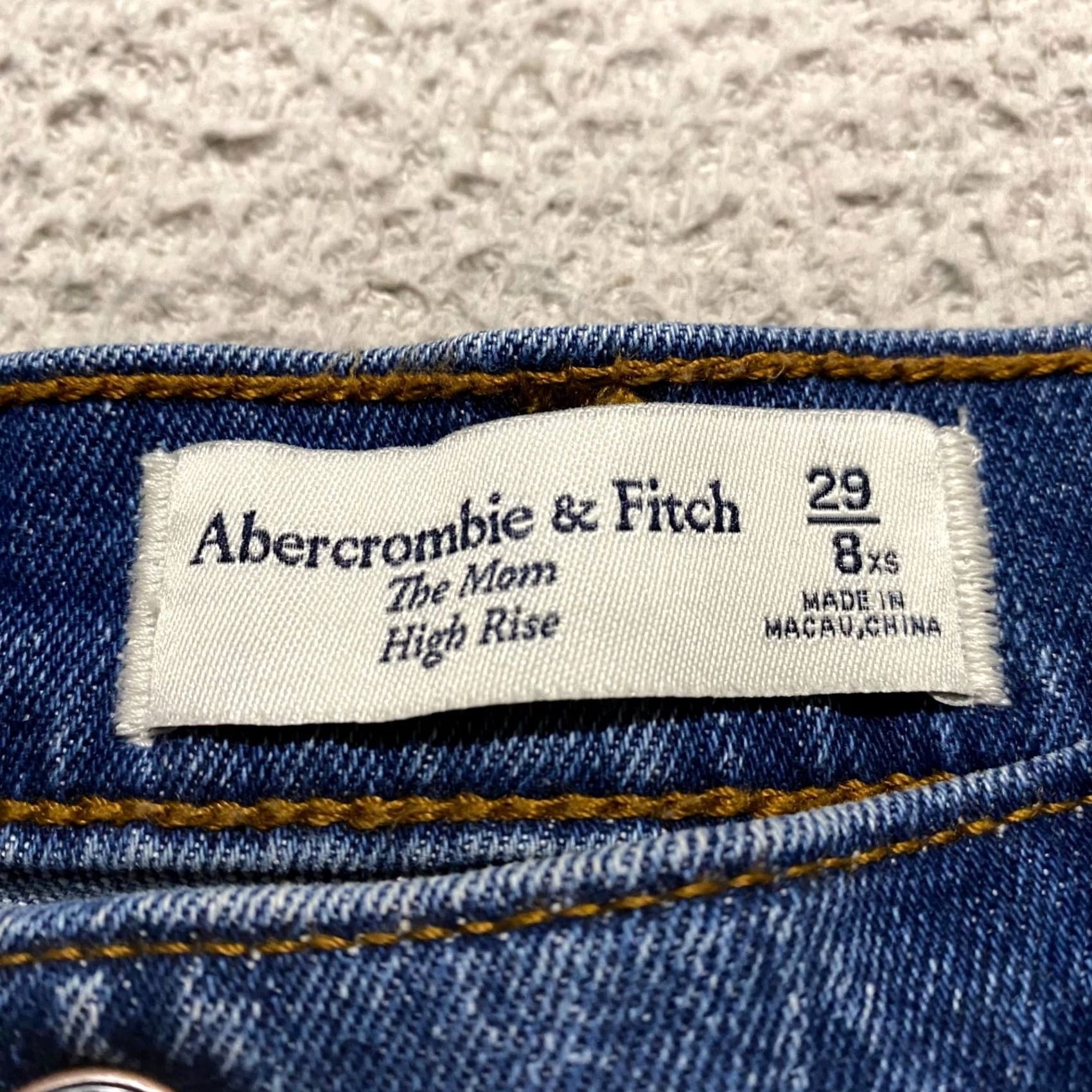 Abercrombie & Fitch Abercrombie & Fitch Mom Jeans Womens 8 Blue Denim Medium Wash Cropped High Rise 5-Pocket Solid Pattern 90s Theme Women Jeans Size 30" / US 8 / IT 44 - 3 Thumbnail