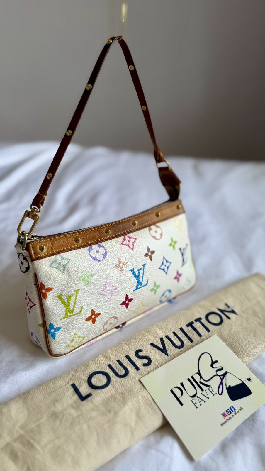 Louis Vuitton × Takashi Murakami Louis Vuitton Takashi Murakami White Multicolor Pochette Bag Size ONE SIZE - 8 Thumbnail