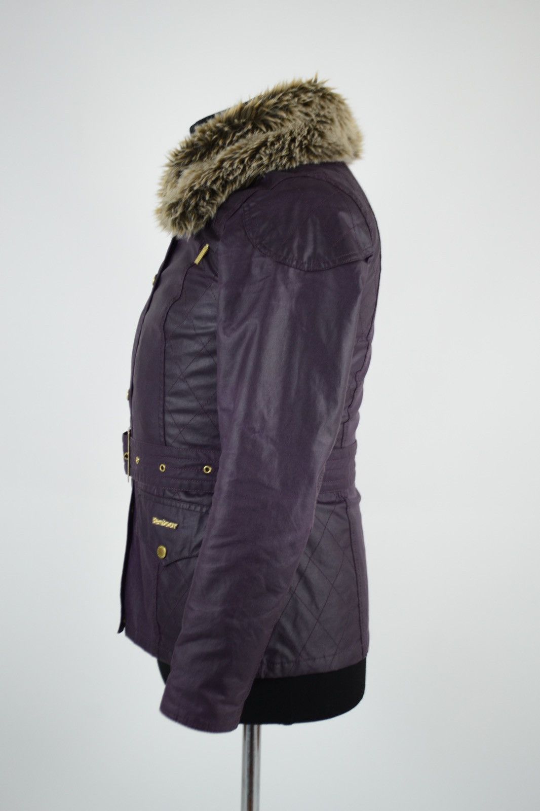 Barbour × Belstaff Women's INTERNATIONAL Ferrera Wax Purple Motorcycle Bomber Jacket Coat Size M / US 6-8 / IT 42-44 - 5 Thumbnail