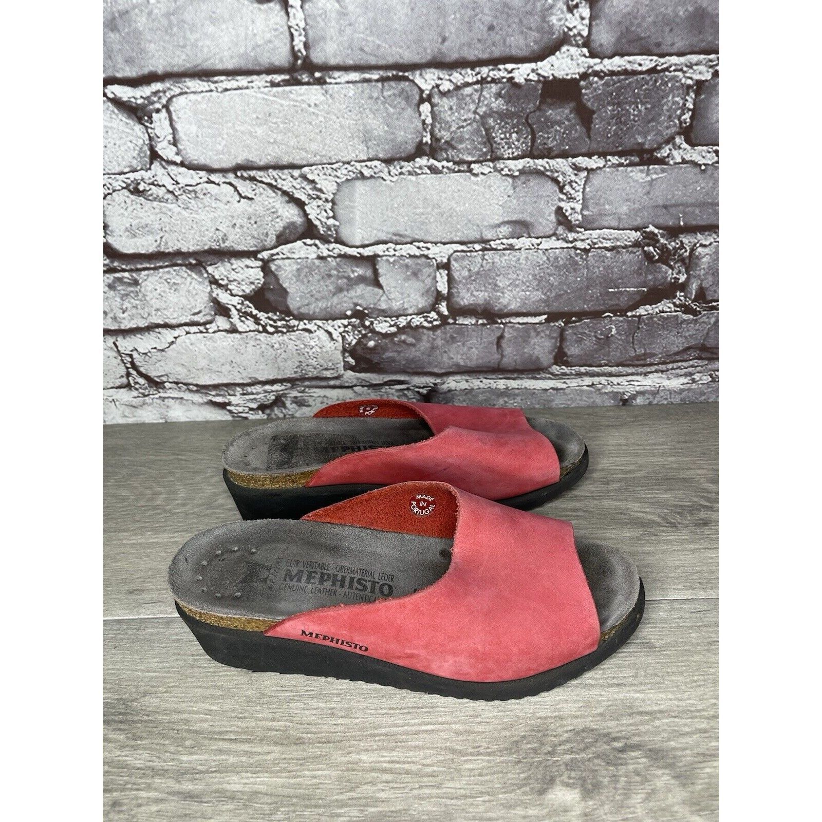 Mephisto Mephisto Lisane Pink Nubuck Leather Slide Cork Wedge Sandals Size US 6 / IT 36 - 19 Thumbnail