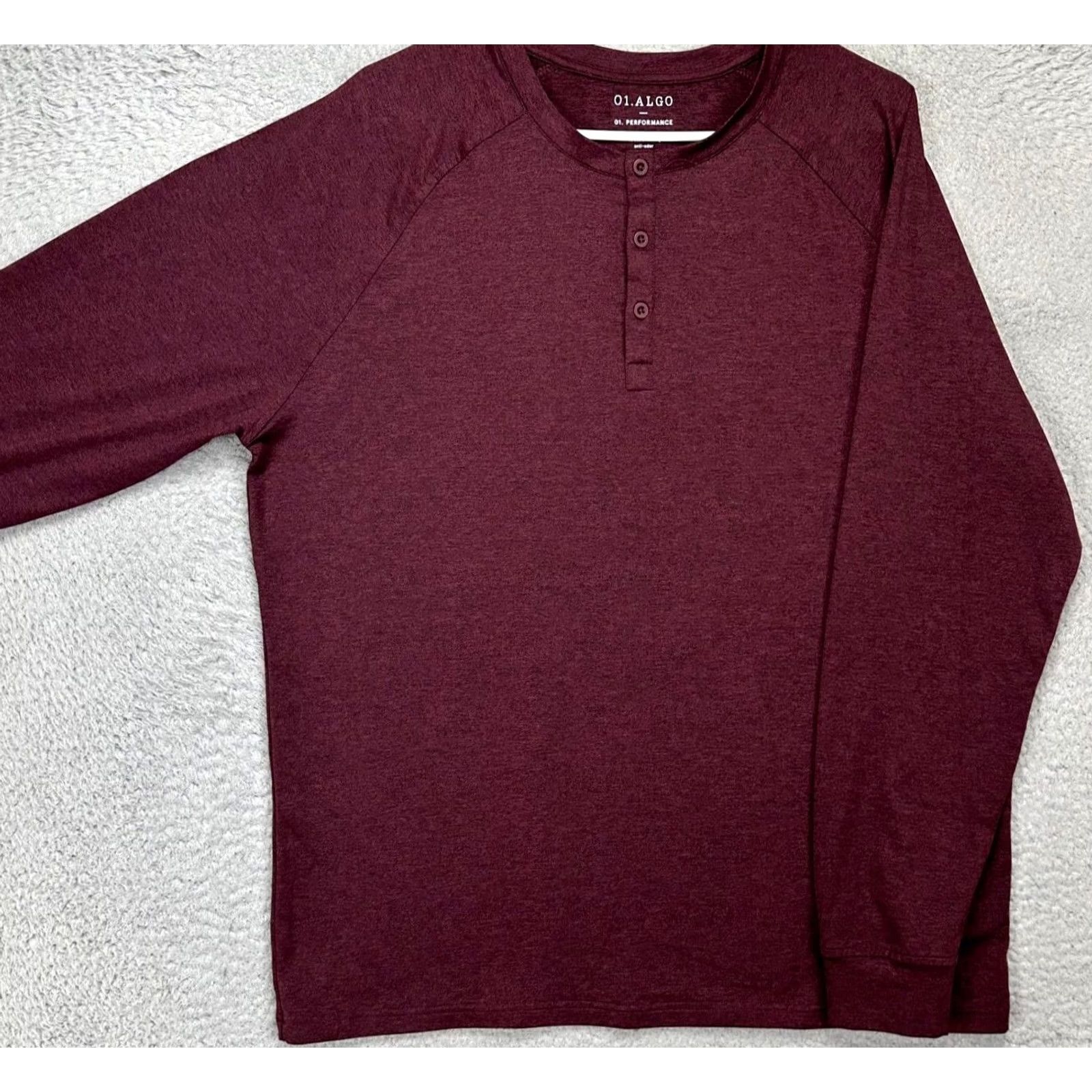 Vintage Algo Henley Pullover Sweatshirt Mens XL Maroon Red 1/4 Button Long Sleeve Athletic Breathable Casual Outdoor Walking Shirt Size US XL / EU 56 / 4 - 3 Thumbnail