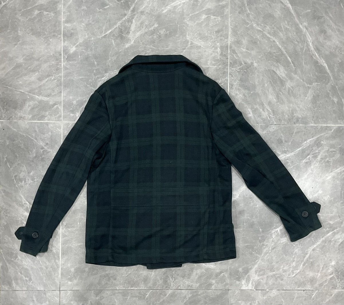 Issey Miyake Wool Peacoat Jacket Navy & Green Size US L / EU 52-54 / 3 - 7 Thumbnail