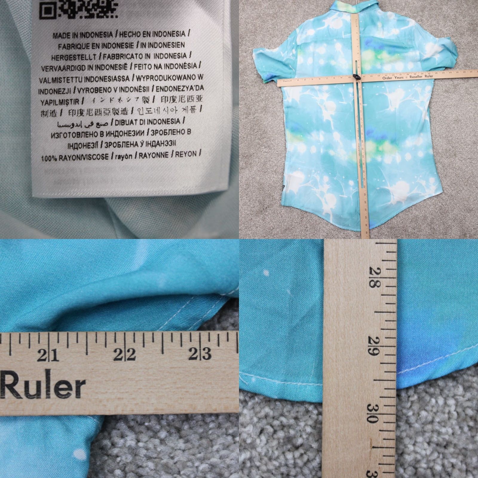 Guess GUESS Shirt Mens Small Blue Submerged Print Slim Fit S/S Button 100% Rayon Size US S / EU 44-46 / 1 - 9 Thumbnail