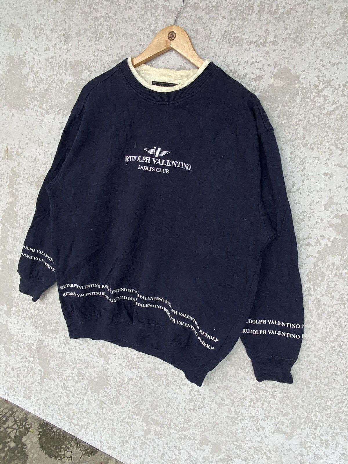 Other Vintage Rudolph Valentino Small Embroidered Navy Blue Size L / US 10 / IT 46 - 2 Thumbnail