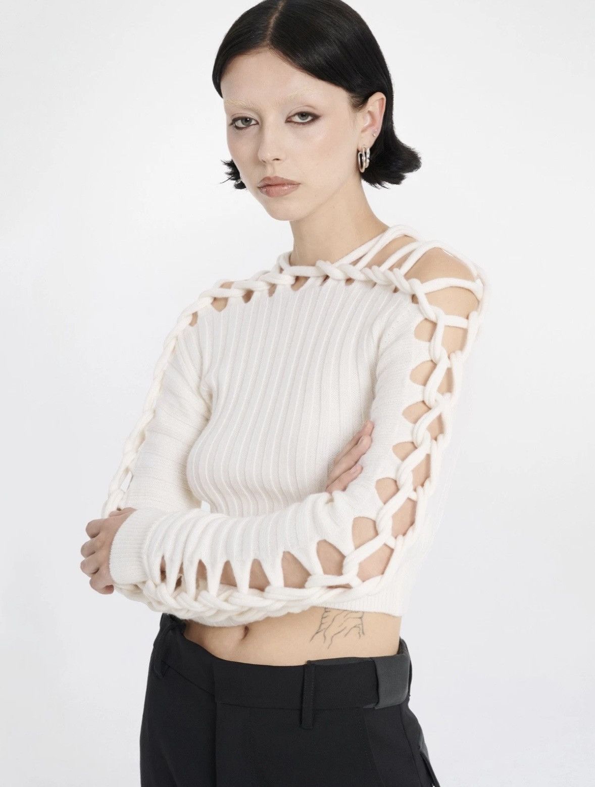 Dion Lee Dion Lee Merino Knit Finger Braid Crop Sweater XS Size XS / US 0-2 / IT 36-38 - 1 Thumbnail