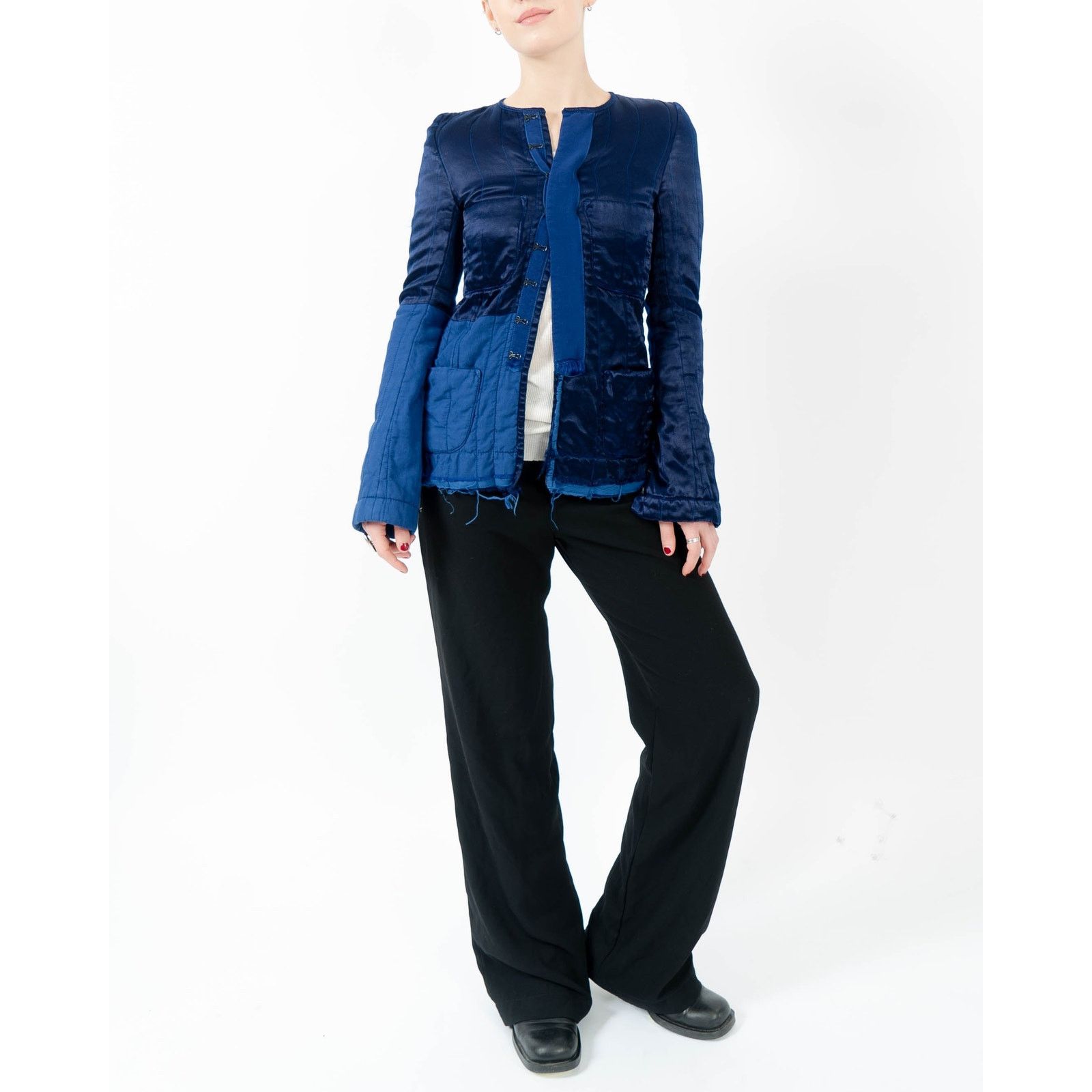 Haider Ackermann FW18 Blue Satin Distressed Jacket Size S / US 4 / IT 40 - 7 Thumbnail