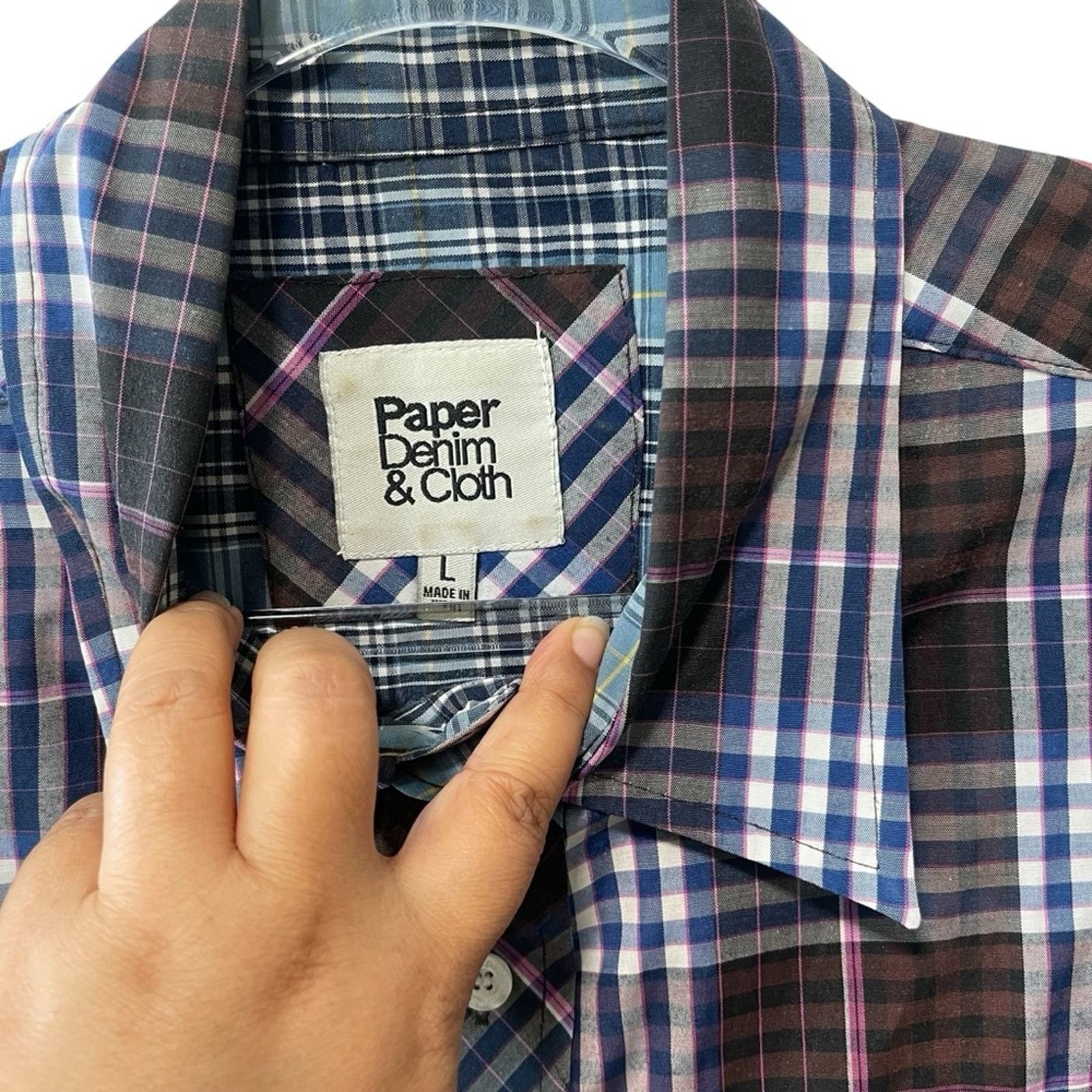 Paper Denim & Cloth Paper Denim & Cloth Plaid Collared Button Shirt Blue Multi L Size US L / EU 52-54 / 3 - 4 Thumbnail