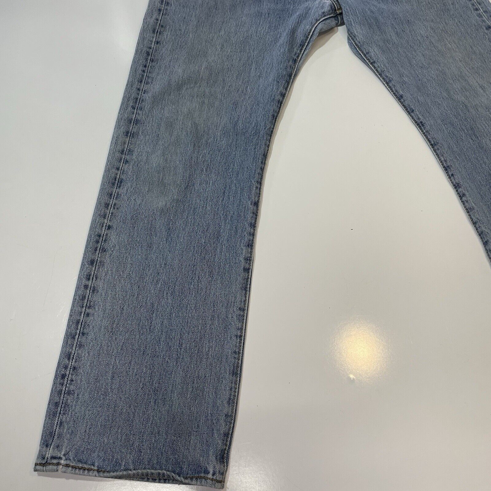 Levi's Levis 501 Jeans Mens 34 Blue Light Wash Straight Button Fly Size US 34 / EU 50 - 4 Thumbnail