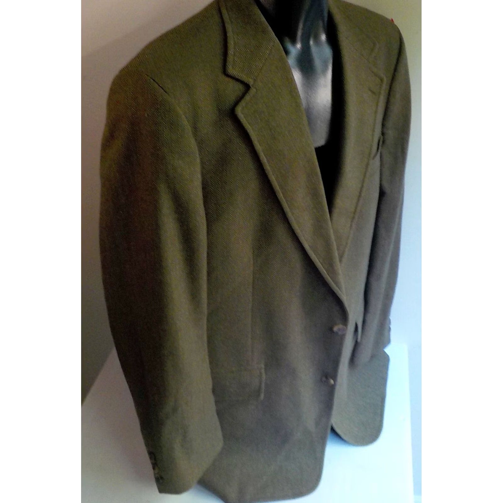 Brooks Brothers VINTAGE Brooks Brothers Blazer 2 Button Herringbone Wool SZ 42R Mens Green 100% Wool USA Size 42R - 3 Thumbnail