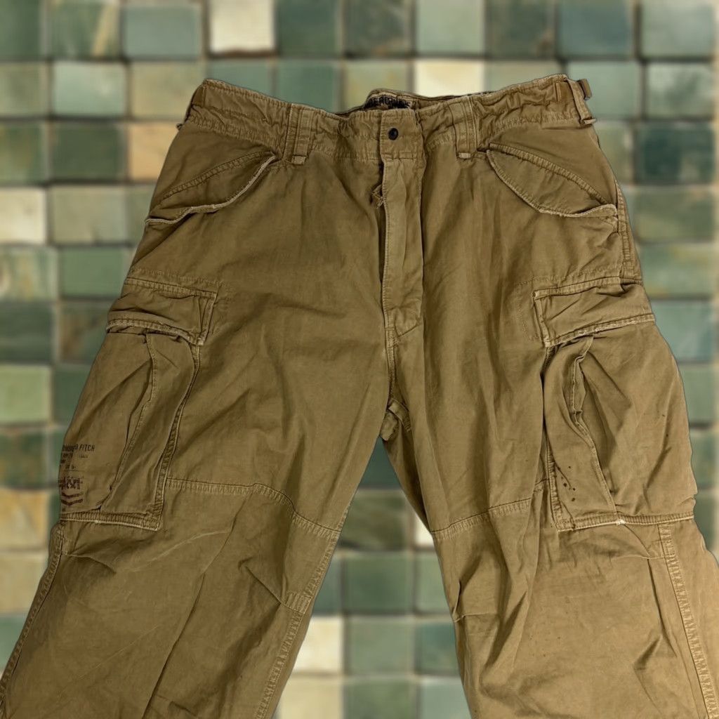Abercrombie & Fitch VINTAGE Abercrombie & Fitch Cargo Pants Mens XL Baggy Beige VTG Y2K Paratrooper Military Cargo Straight Loose Size US 36 / EU 52 - 1 Thumbnail
