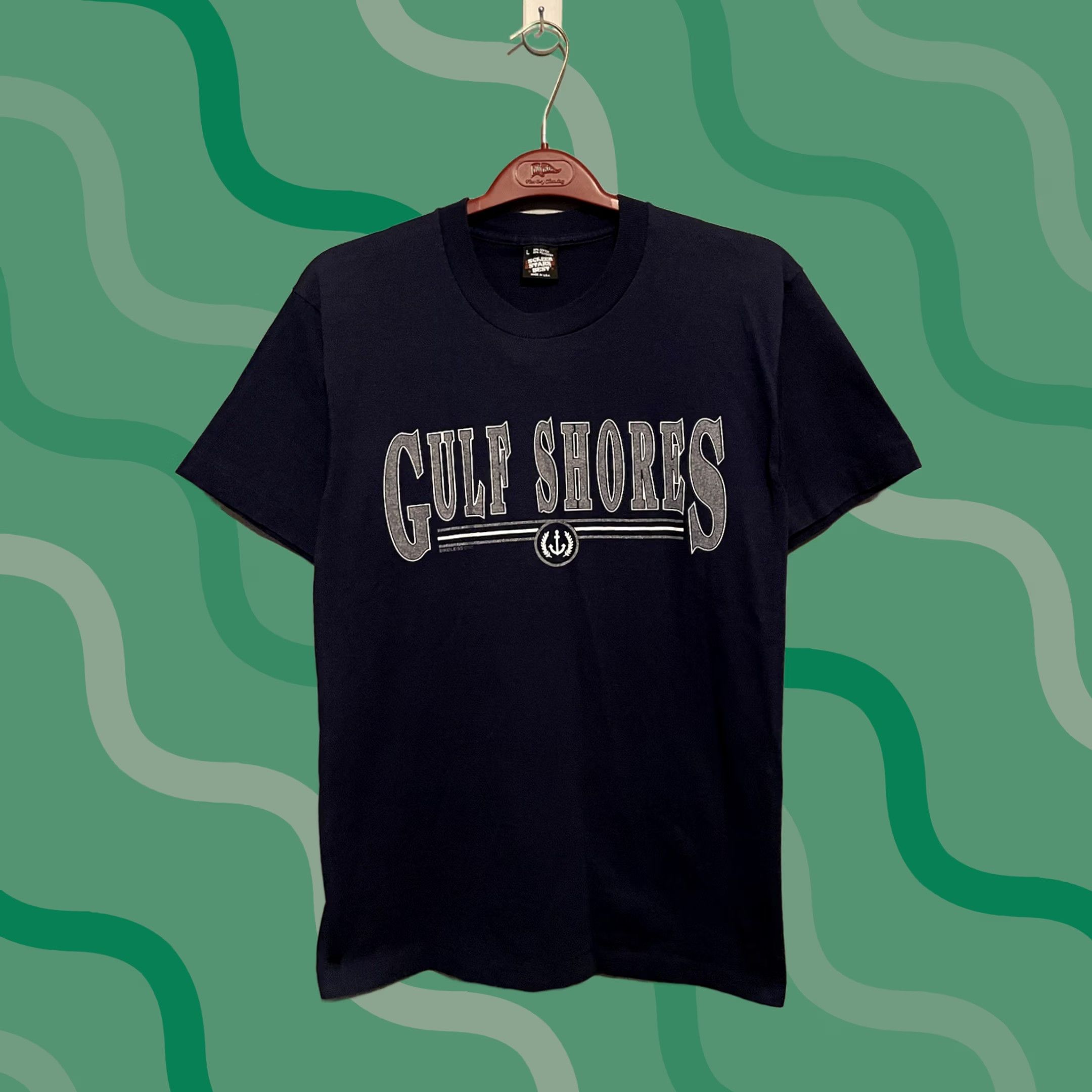 Vintage VINTAGE 90s Gulf Shores Alabama Screen Stars Best T-Shirt Size L Blue Crew Neck Short Sleeve Men's 90s Theme Logo Cotton Regular 28” 18” Pit to Pit Size US L / EU 52-54 / 3 - 1 Thumbnail