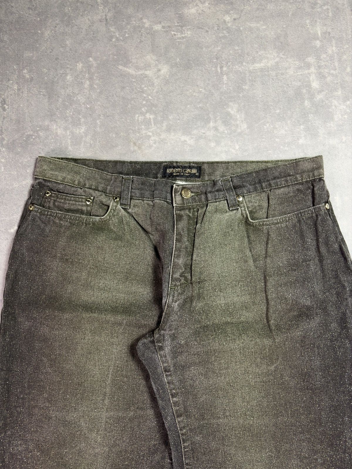 Roberto Cavalli 90s Roberto Cavalli Glitter Faded Wide Leg Denim Jeans XL Size US 34 / EU 50 - 5 Thumbnail