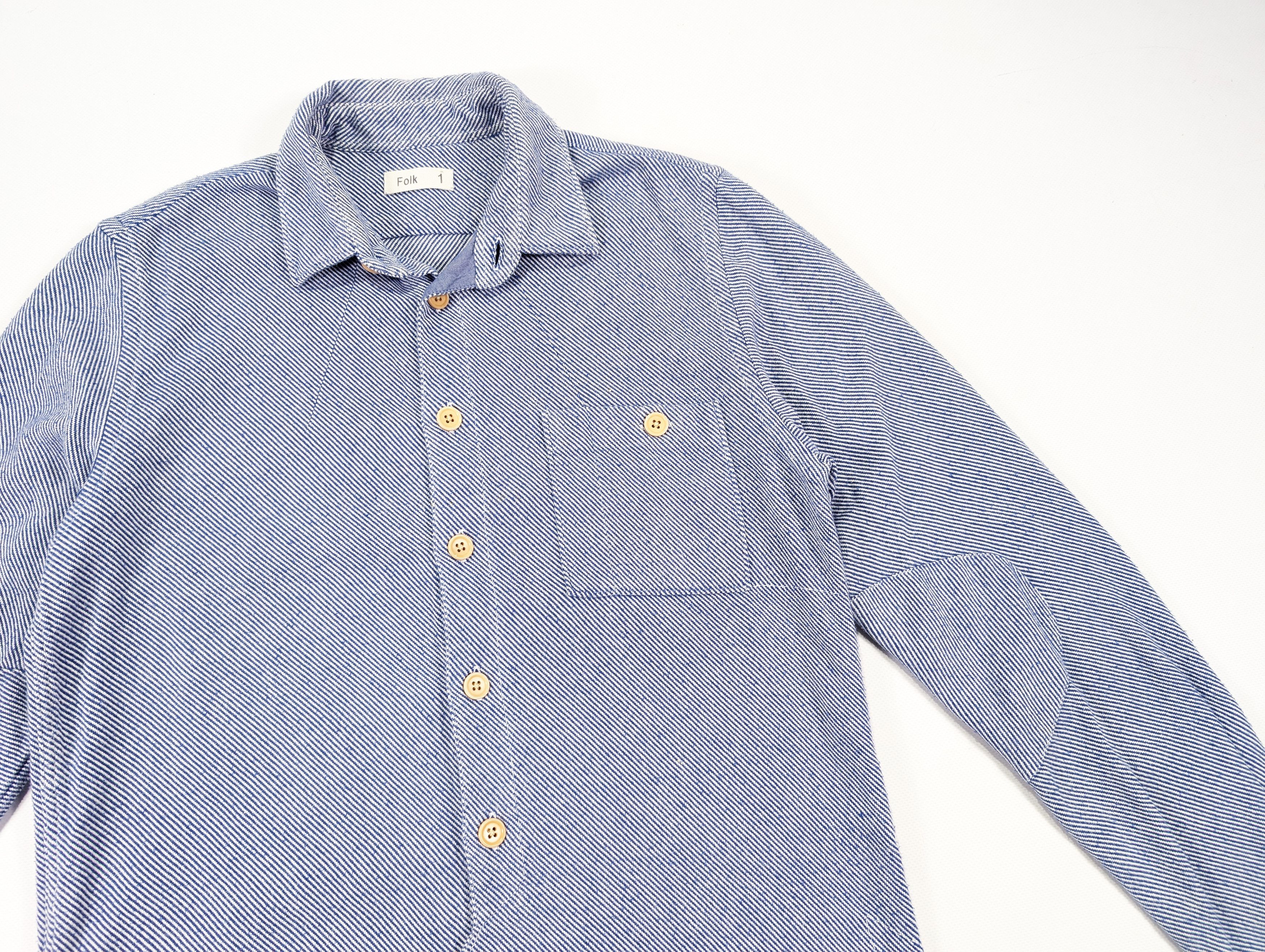 Folk Folk Blue Striped Cotton Pocket Asymmetrical Work Shirt Size US S / EU 44-46 / 1 - 3 Thumbnail