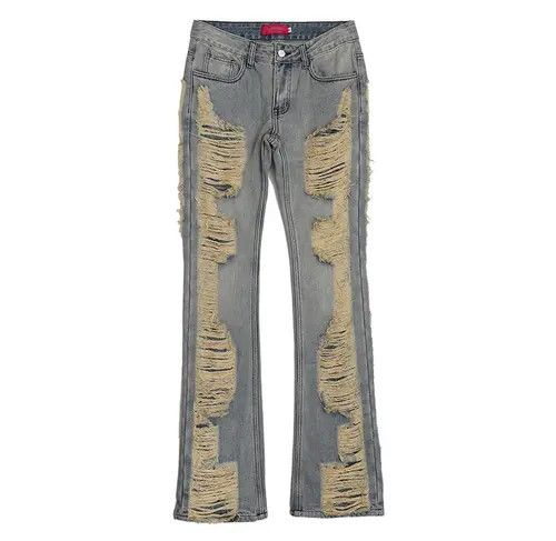 Jean Ripped frayed hole blue washed baggy jeans Size US 32 / EU 48 - 4 Thumbnail