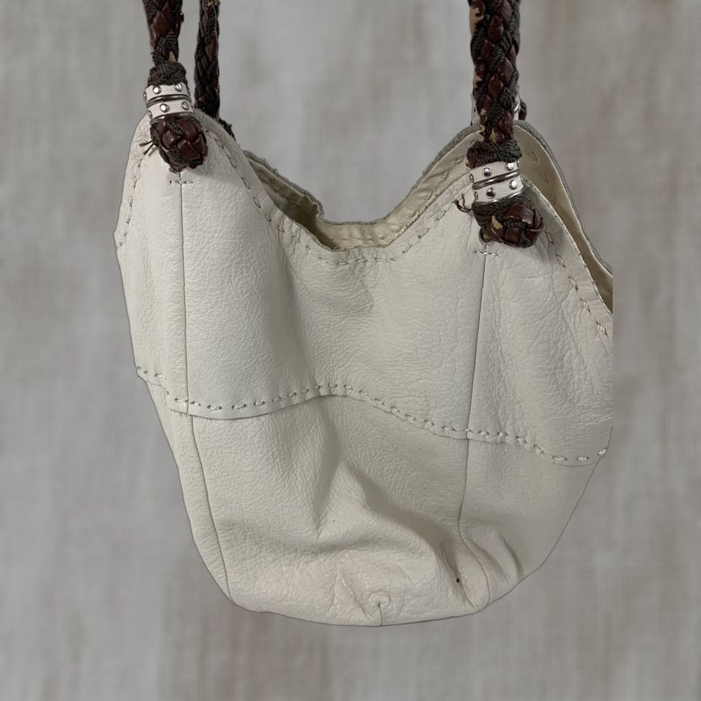 The Sak VINTAGE THE SAK White pebbled leather hobo shoulder bag - braided strap boho tote Size ONE SIZE - 1 Thumbnail