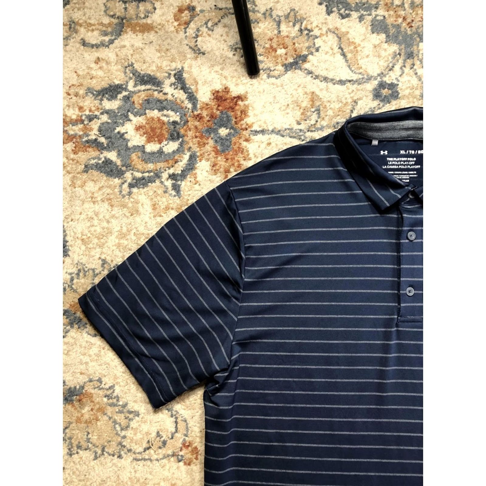 Under Armour Under Armour Playoff Polo Shirt Mens XL Blue Stripe HeatGear Golf Casual Shirt Size US XL / EU 56 / 4 - 3 Thumbnail