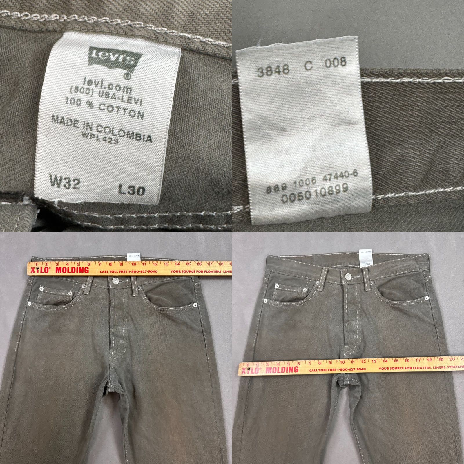 Levi's Levi's 501 Jeans Mens 32x30 Gray Denim Straight Button Fly Size US 32 / EU 48 - 8 Thumbnail